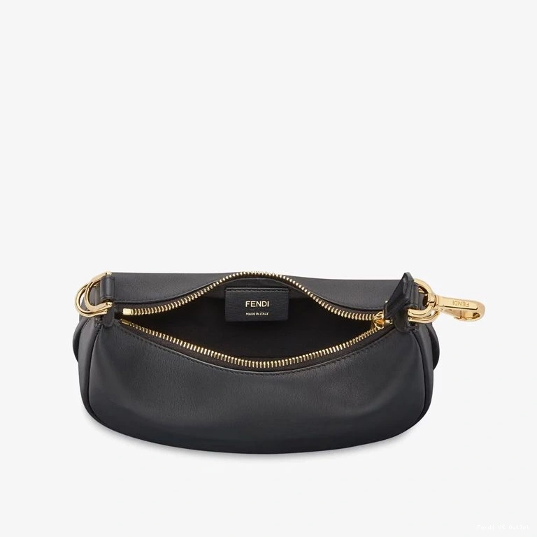 Cheap HOT Fendi Fendigraphy Leather Mini In Hobo Black Calf Bag 0720